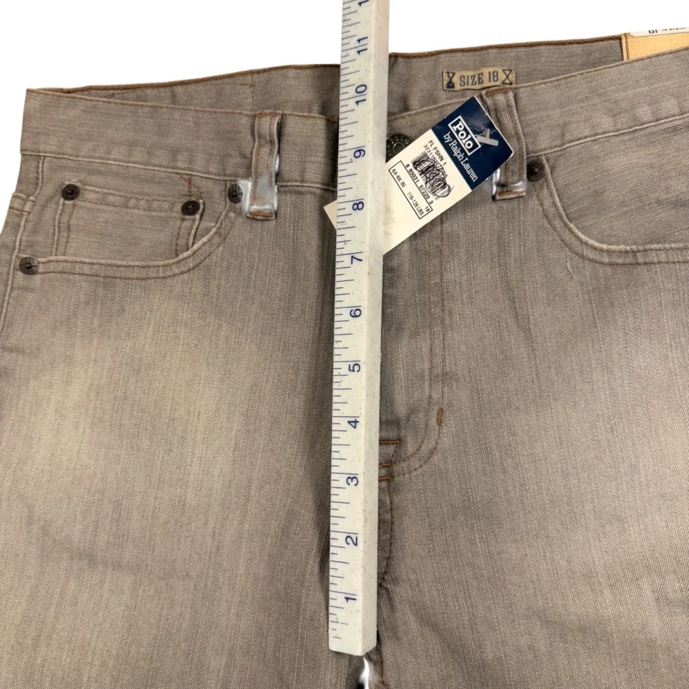 Polo Ralph Lauren Boys True Slim Grey Jeans Sz 18 NWT Stretch Denim 323116227BSS